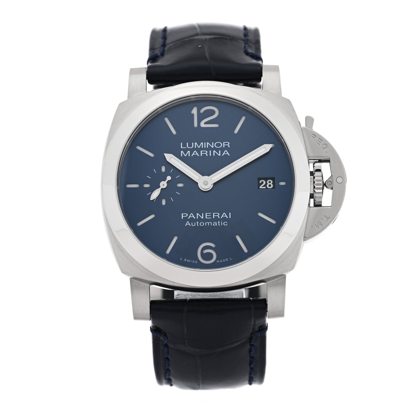 PANERAI Stainless Steel Alligator 40mm Luminor Quaranta Automatic Watch Blue PAM01370 Blue