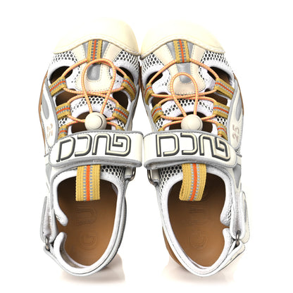 Gucci Mesh Fabric Tinsel Sport Sandals 37 White Silver 3 of 10