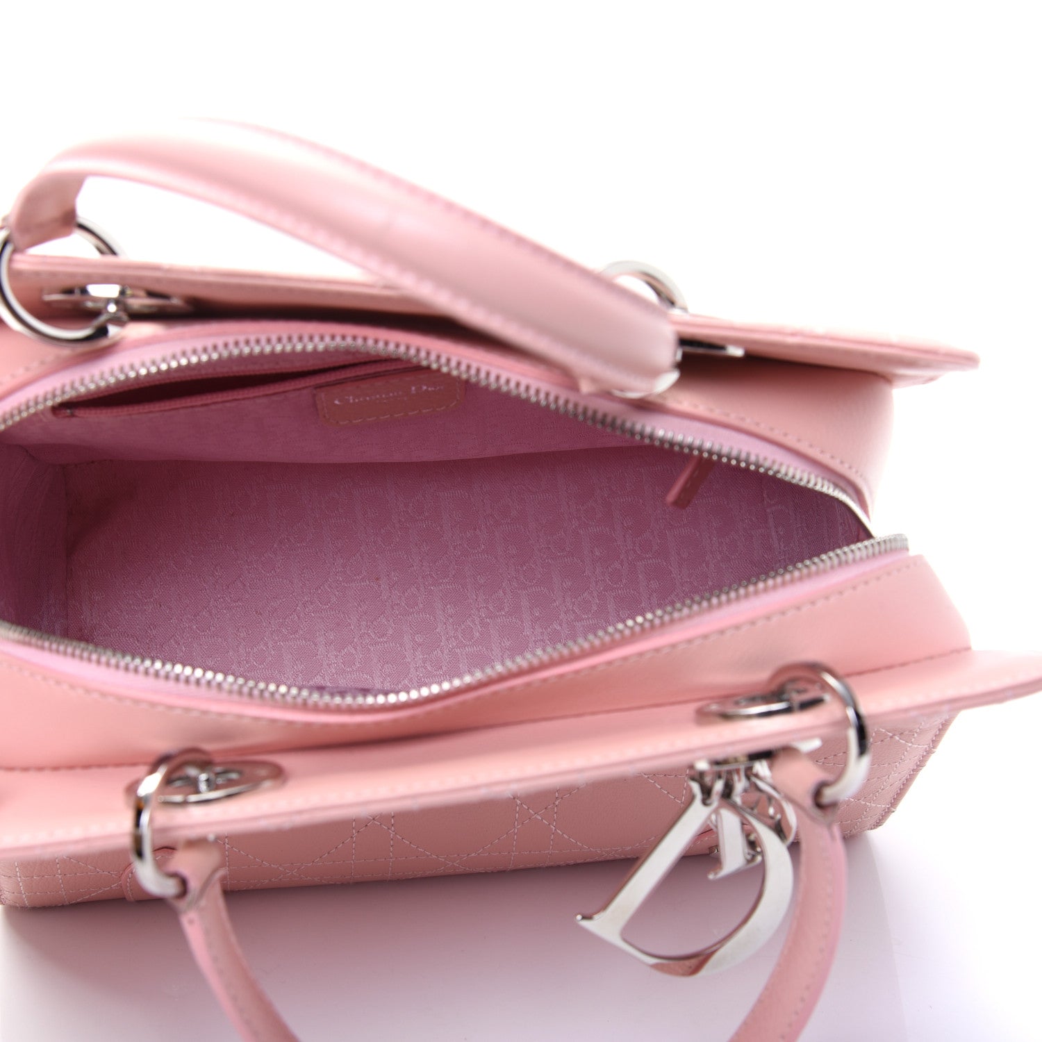 Christian Dior Calfskin Cannage Stitched Small Lady Dior Rose Clair 5 of 13