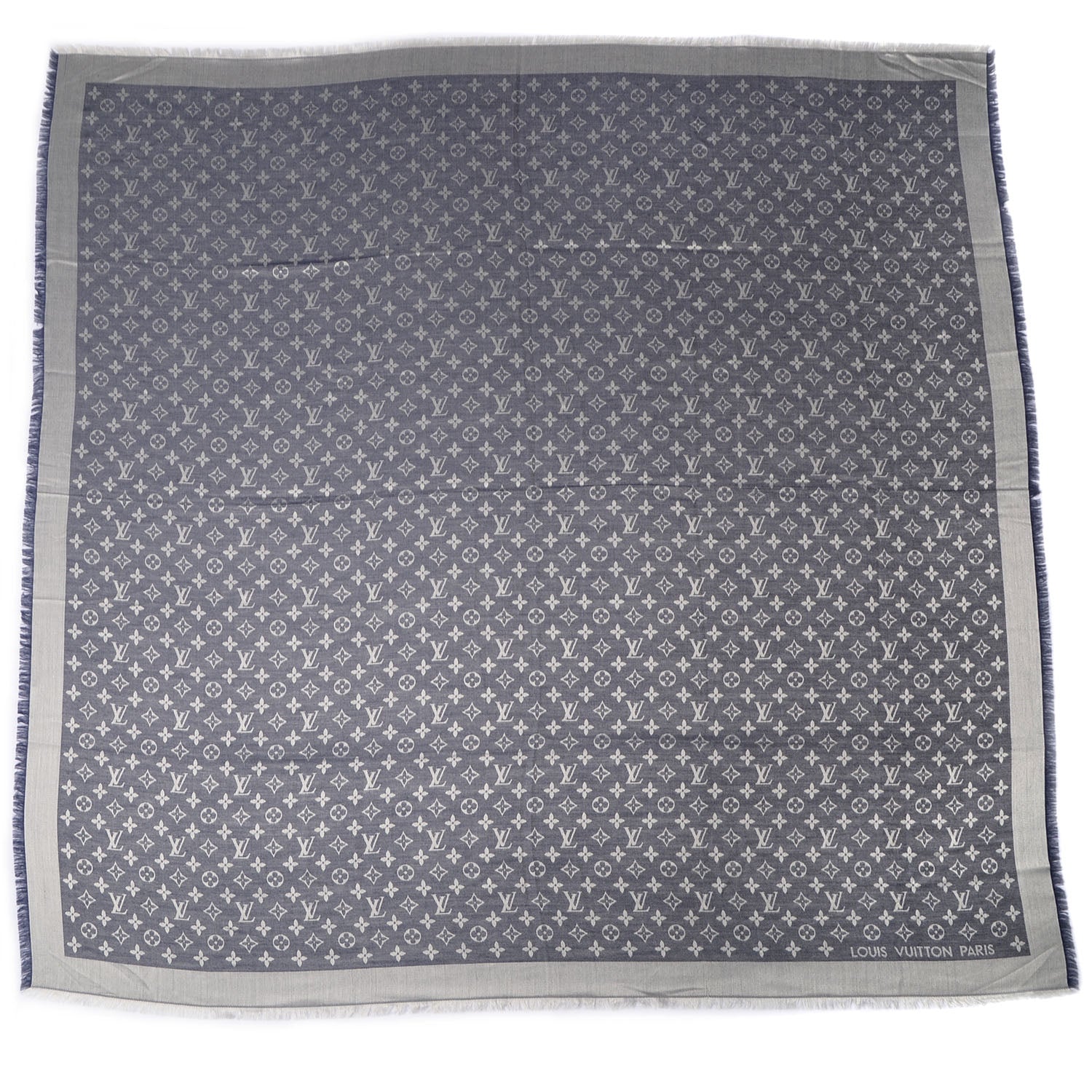 Louis Vuitton Silk Wool Monogram Denim Shawl Blue 3 of 5