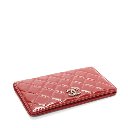 Chanel Patent Quilted Brilliant Yen Wallet Red 4 of 9