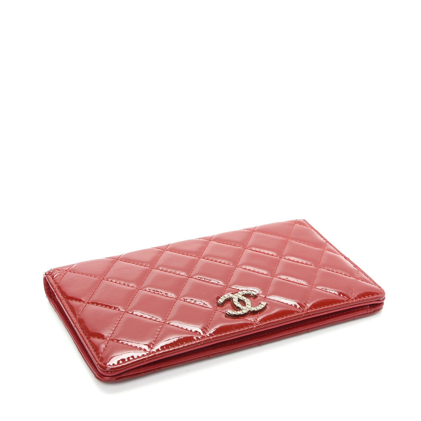 Patent Quilted Brilliant Yen Wallet Red