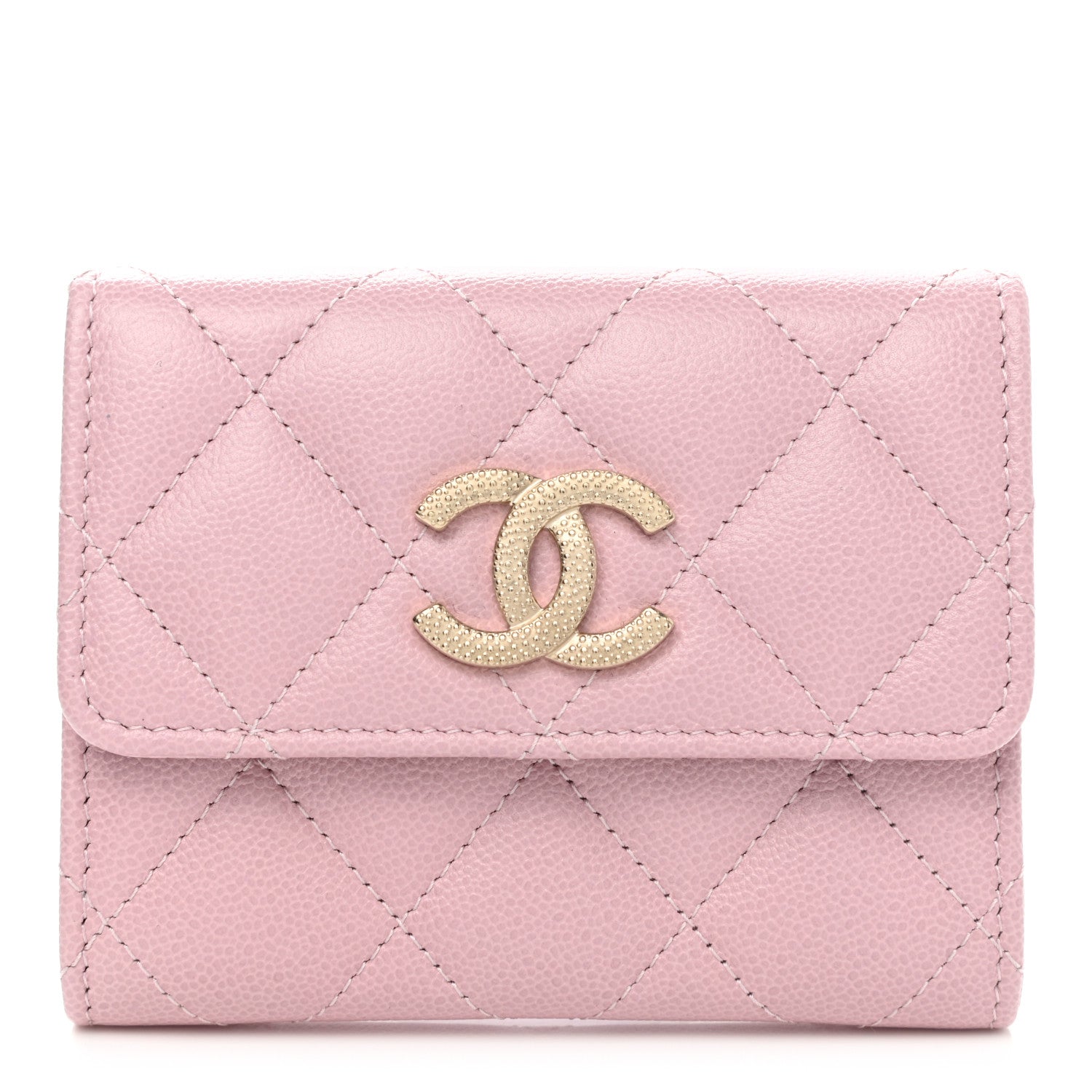 Chanel Caviar Quilted Studded CC Flap Card Holder Light Pink 1 of 9