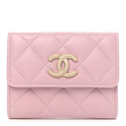 Chanel Caviar Quilted Studded CC Flap Card Holder Light Pink 1 of 9