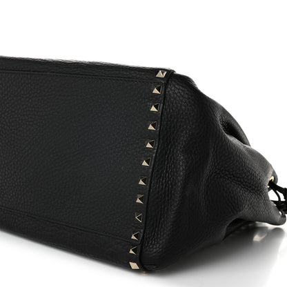 Valentino Garavani Grained Calfskin Rockstud Double Handle Cinch Tote  Black 9 of 9