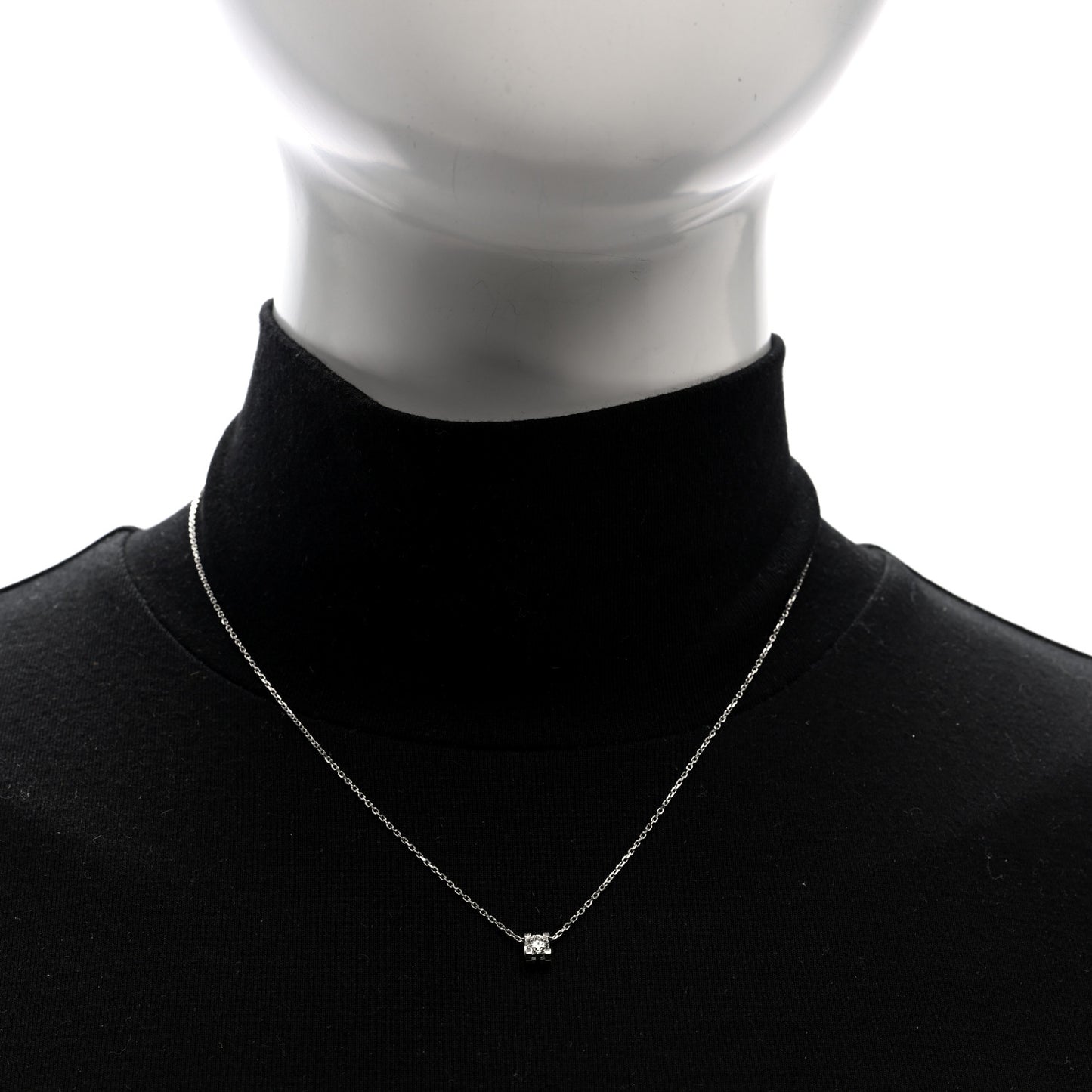18K White Gold Diamond .56ct C De Cartier Pendant Necklace
