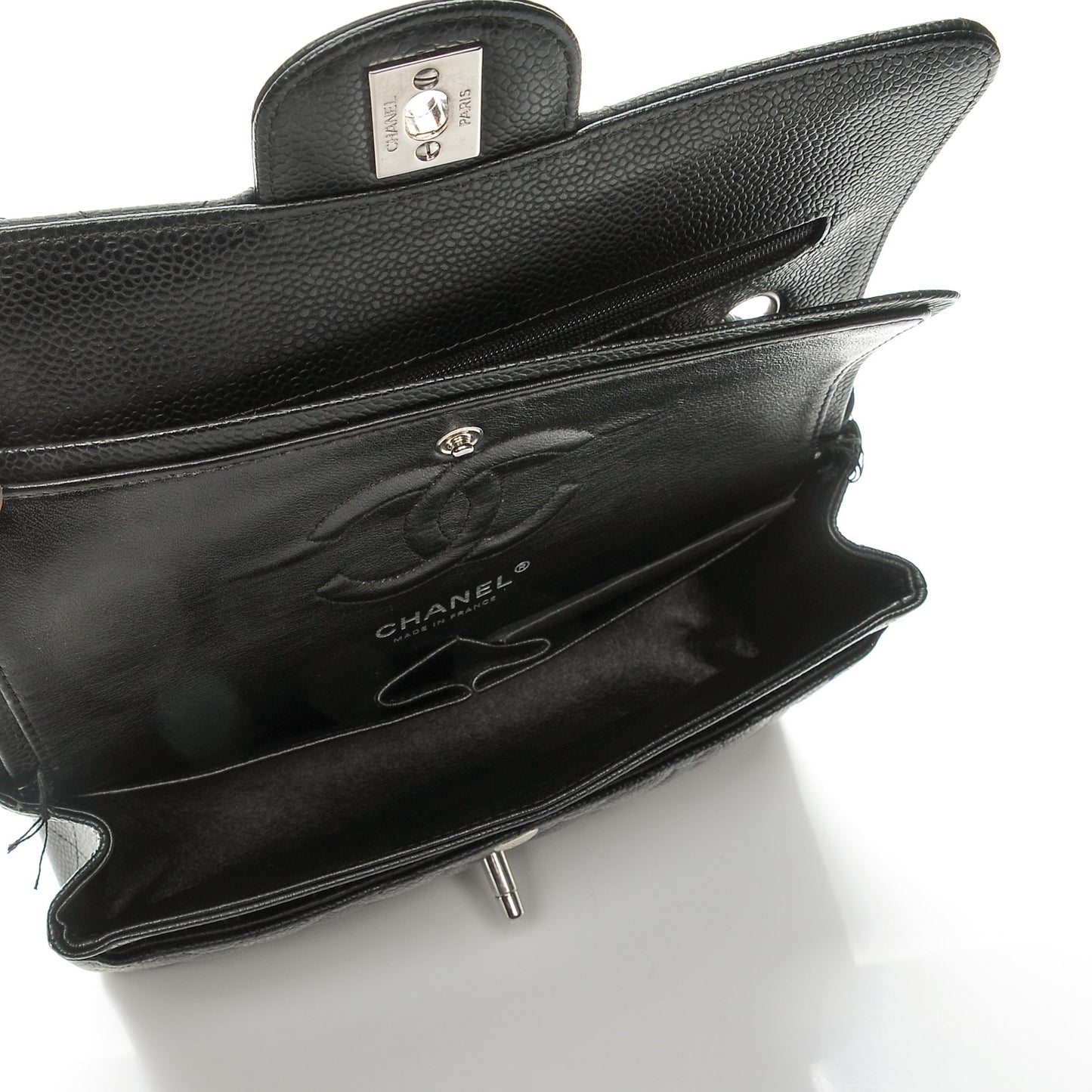 Caviar Quilted Small Double Flap Black