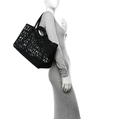 Valentino Garavani Toile Mesh Iconographe Goatskin Le Troisieme Shopping Bag Black 2 of 11