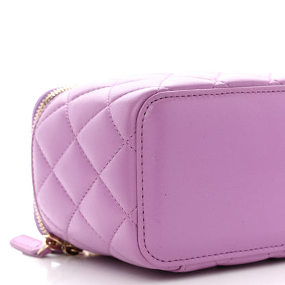 Chanel Lambskin Quilted Pearl Crush Small Vanity Case With Chain Purple 9 of 11