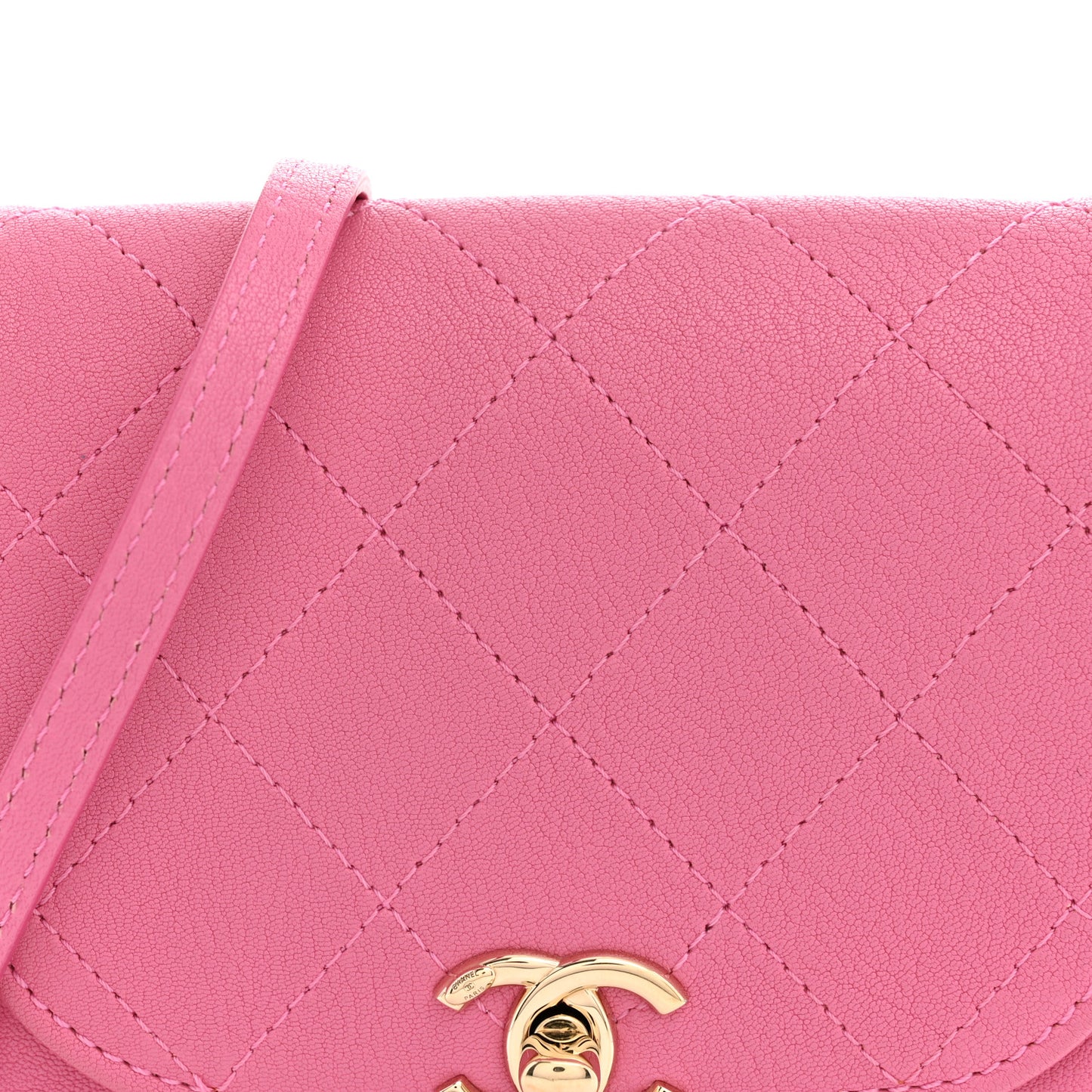 Goatskin Stitched Casual Trip Messenger Flap Pink