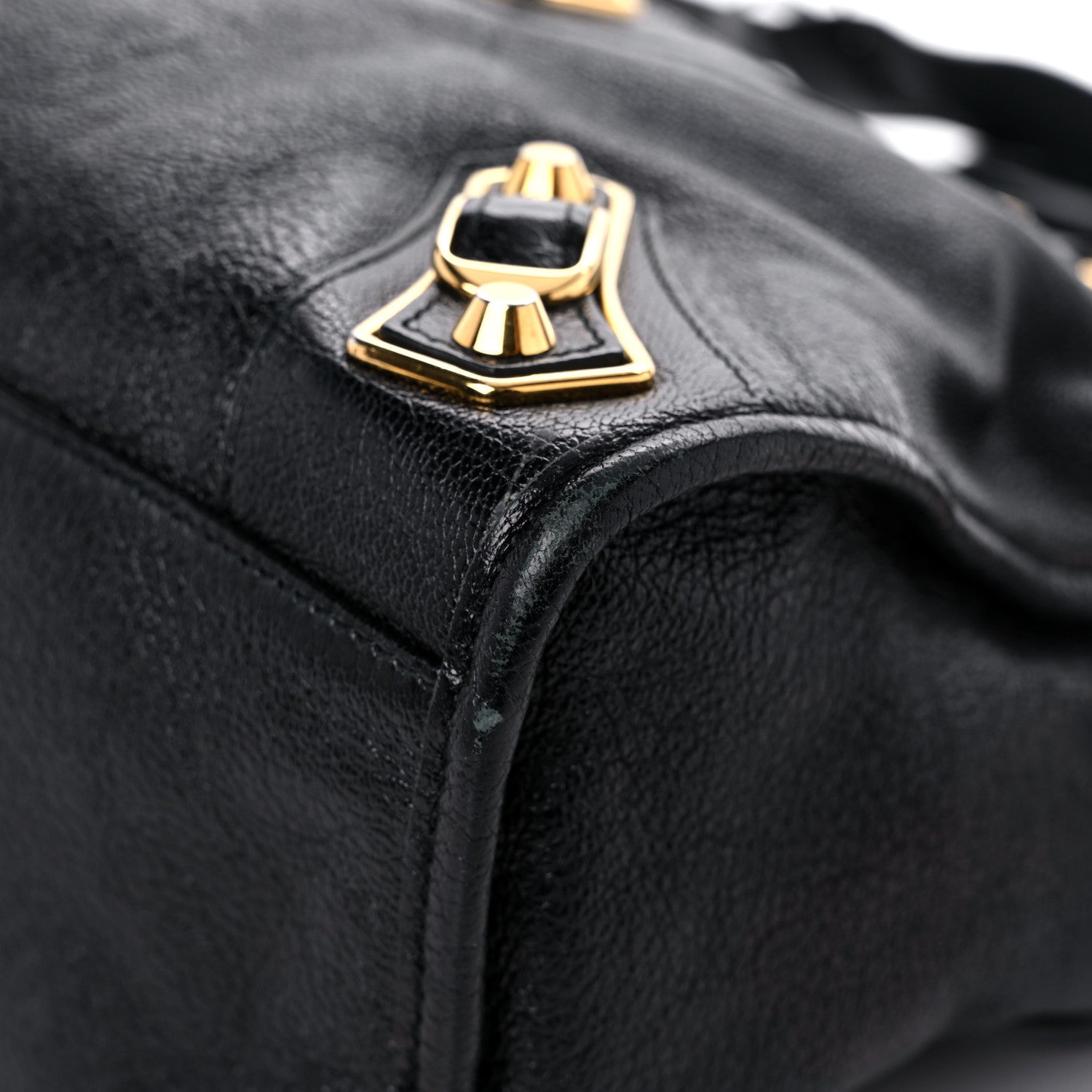 Balenciaga Chevre Gold Metallic Edge Hardware City Black 8 of 28