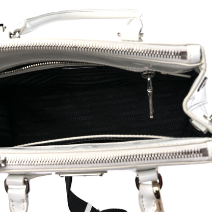 Prada Spazzolato Small Galleria Double Zip Tote White Black 5 of 10