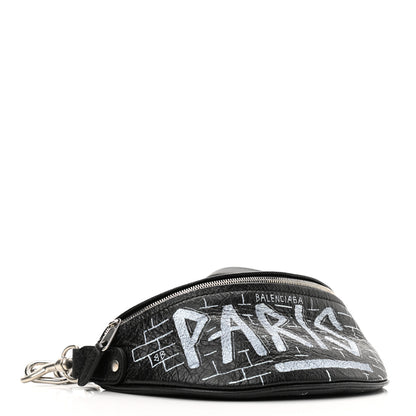 Balenciaga Agneau Arena Graffiti All Over XXS Souvenir Belt Bag Black White 4 of 10