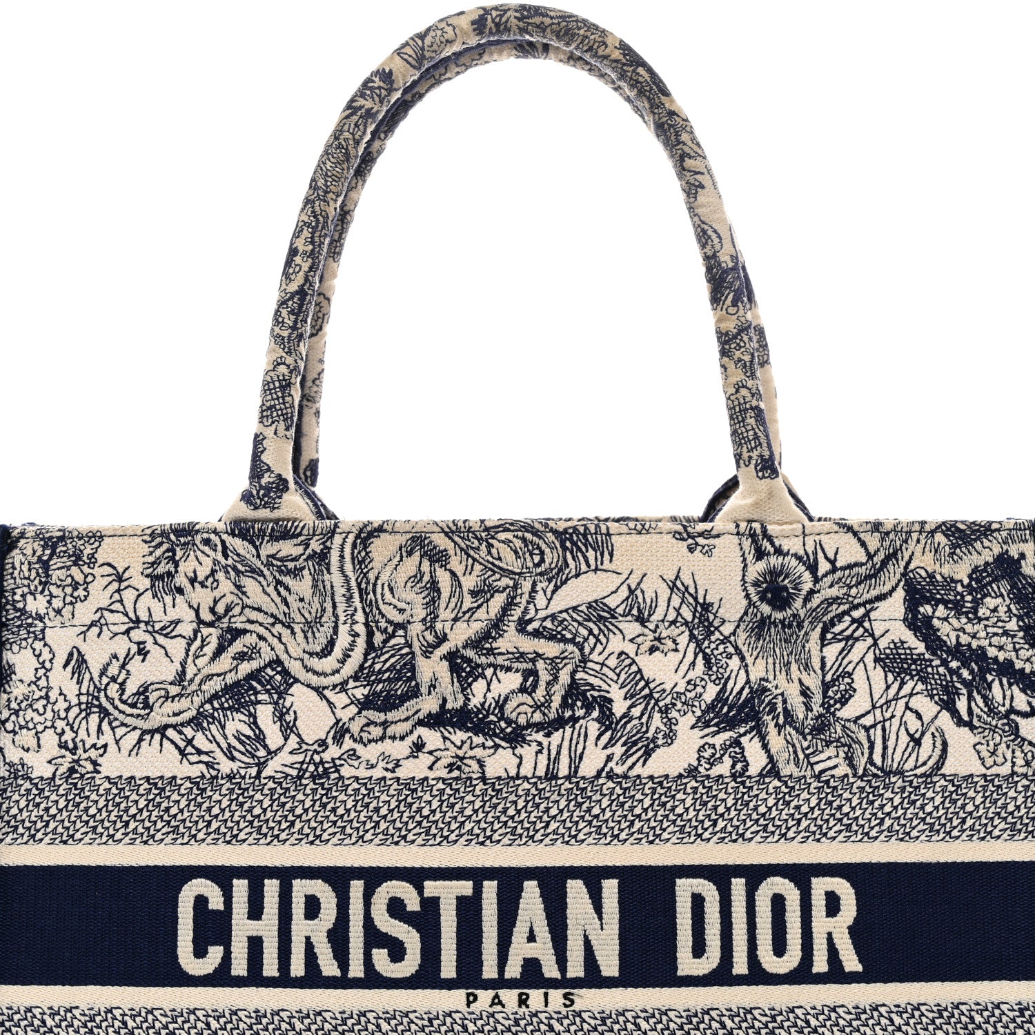 Christian Dior Canvas Embroidered Medium Dioriviera Toile De Jouy Book Tote Blue 8 of 12