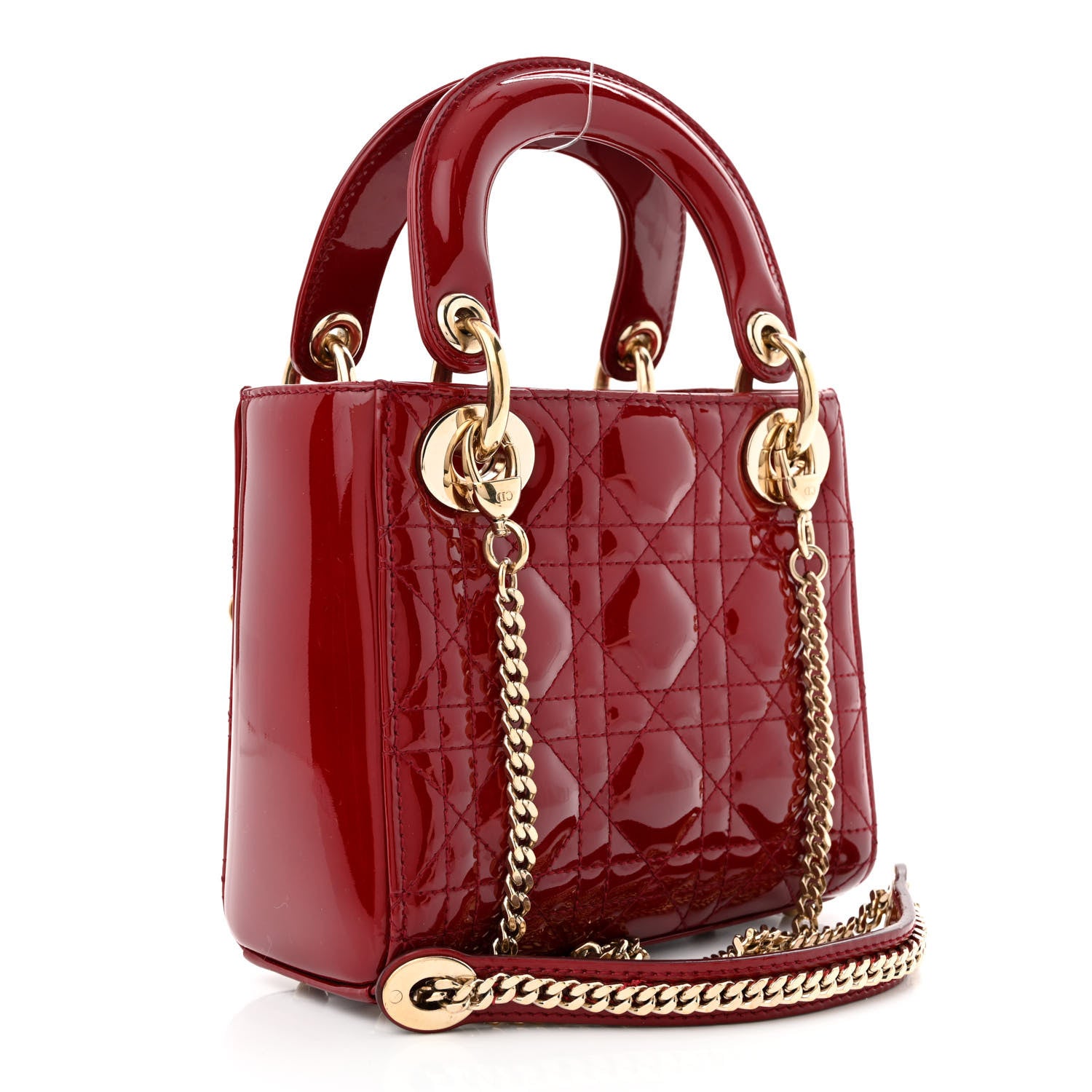 Christian Dior Patent Cannage Mini Lady Dior Red 3 of 11