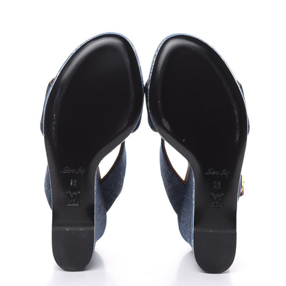 Louis Vuitton Denim Croisiere Wedge Sandals 39 Marine 5 of 11