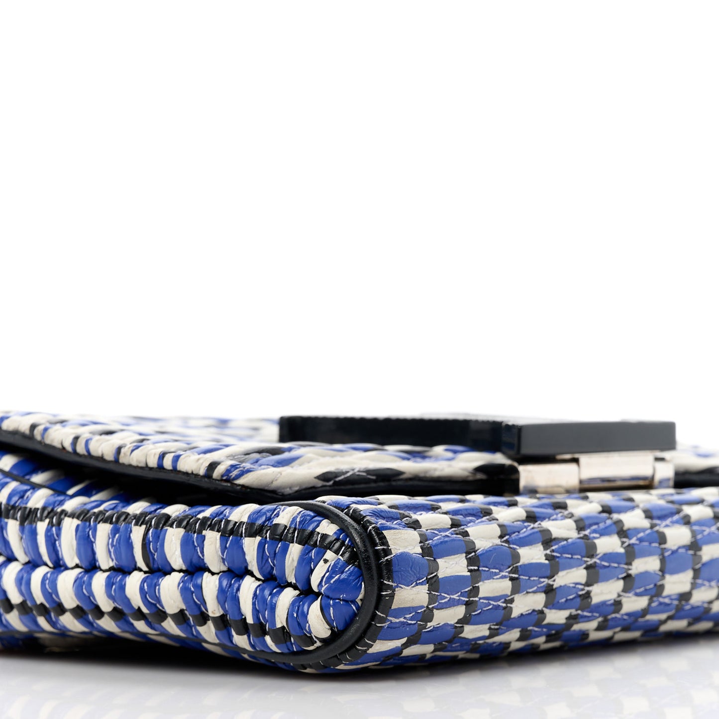 Calfskin Epi Smock Louise MM Chain Clutch Blue White Black