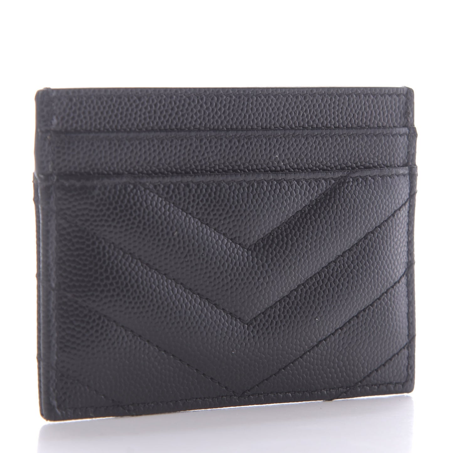 Grain De Poudre Matelasse Chevron Monogram Credit Card Case Black