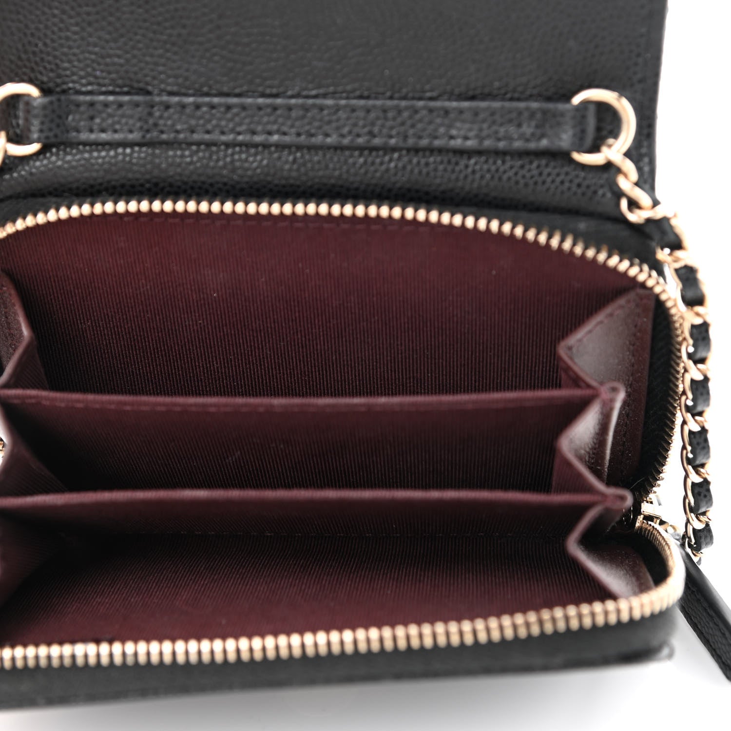 Chanel Caviar Quilted Flap Zip Card Holder On Chain Black 5 of 11
