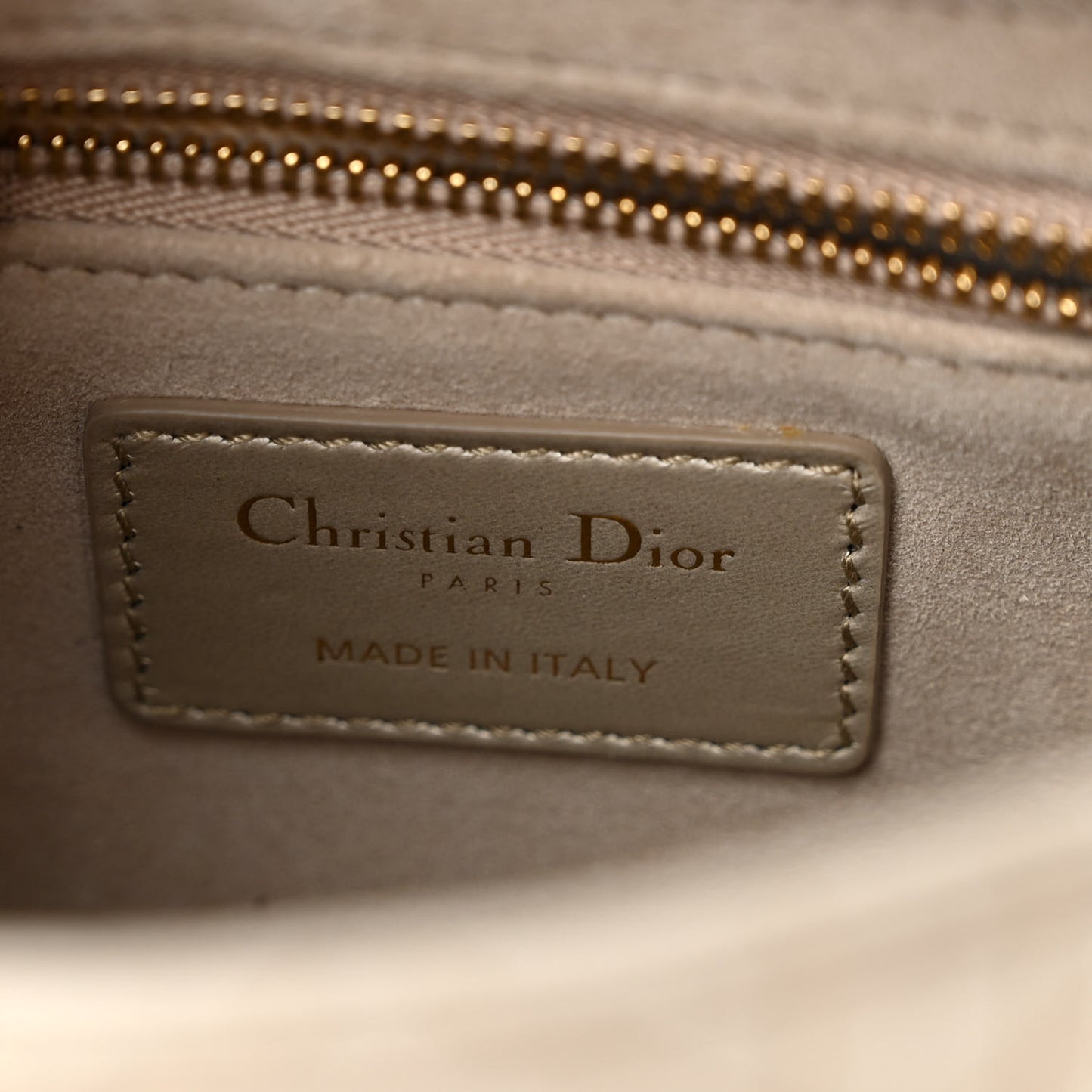 Metallic Lambskin Cannage Mini Lady Dior Gold
