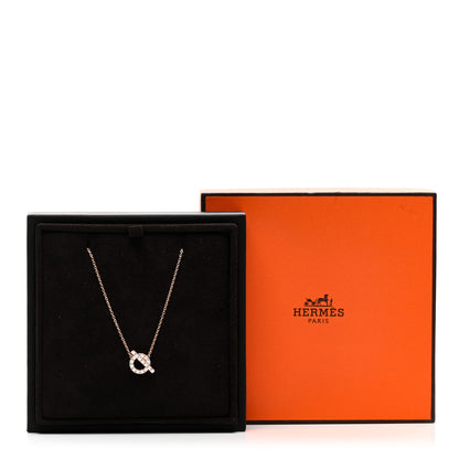 Hermes 18K Rose Gold Diamond Finesse Pendant Necklace 5 of 5