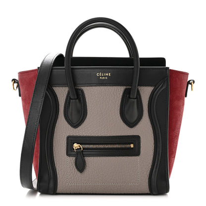 Celine Bullhide Calfskin Nubuck Nano Tri-Color Luggage Ruby 1 of 12