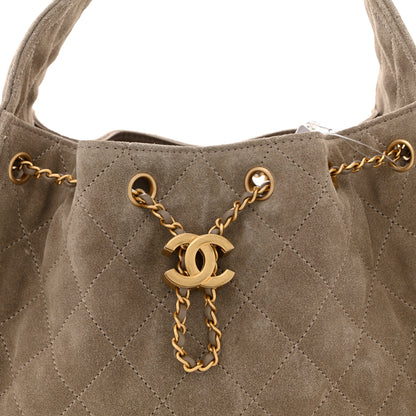 Chanel Suede Quilted Small Chanel 25 Handbag Dark Grey 8 of 11