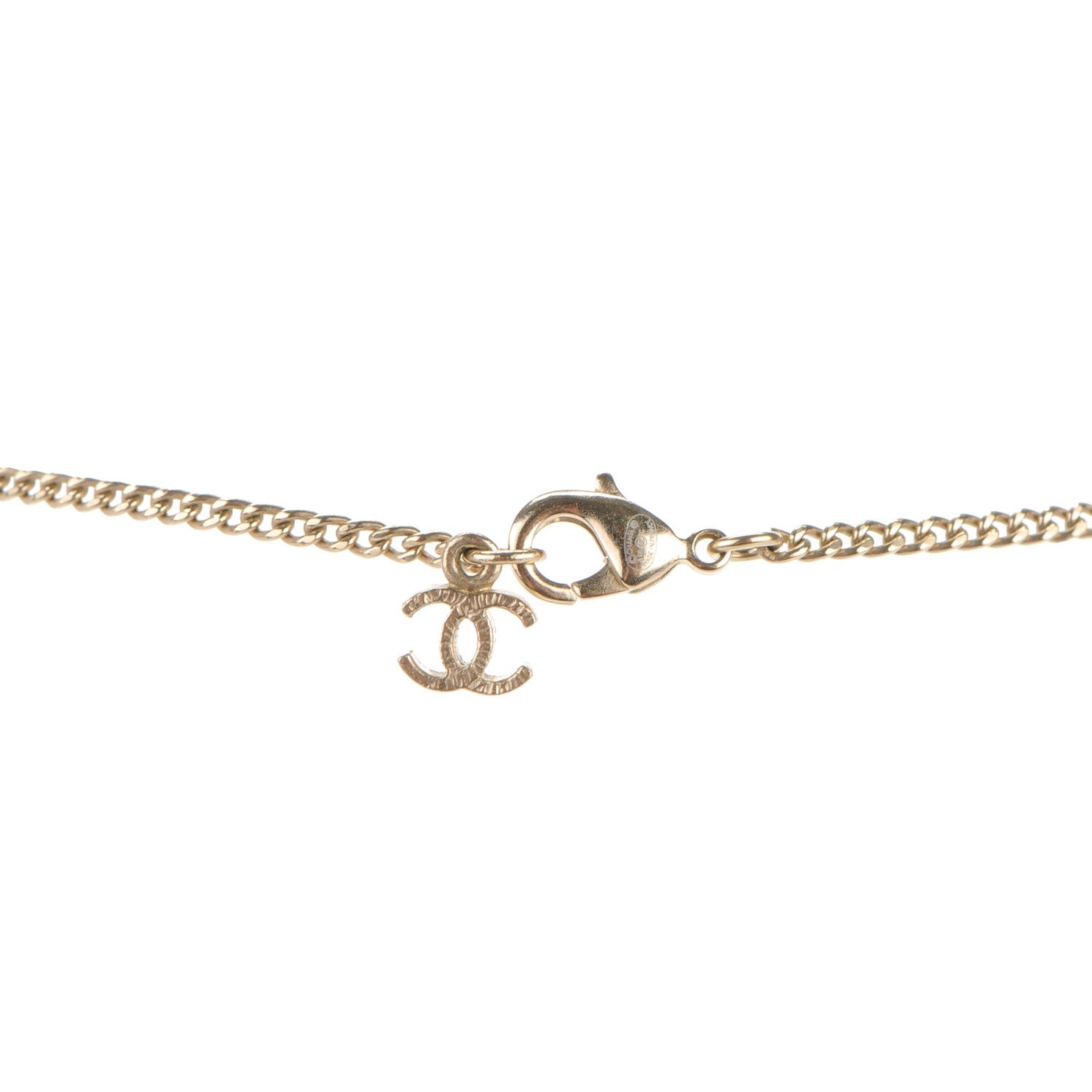 Chanel Gripoix Poured Glass CC Korean Blossom Pendant Necklace Pink Gold 4 of 5