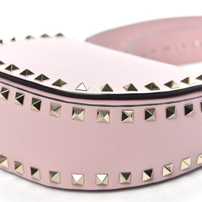 Valentino Garavani Calfskin Rockstud Halfmoon Saddle Bag Water Rose 8 of 13