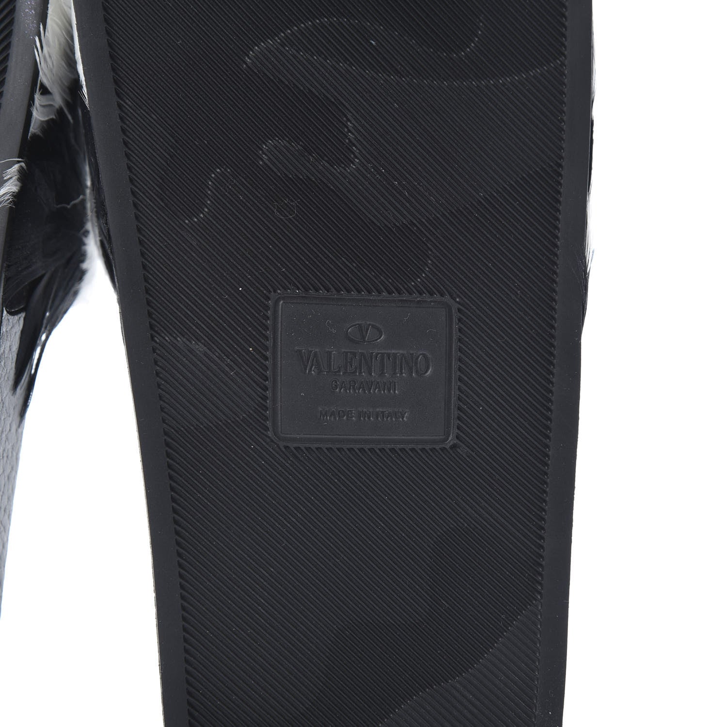 Valentino Garavani Rubber Feather Pool Slide Sandals 39 Black White 6 of 7