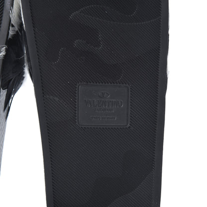 Valentino Garavani Rubber Feather Pool Slide Sandals 39 Black White 6 of 7