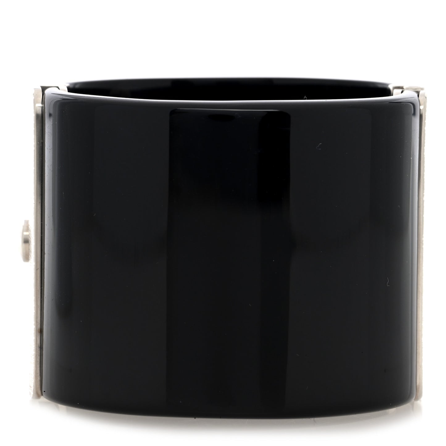 Resin Baguette Crystal Dubai CC Cuff Bracelet Black Silver