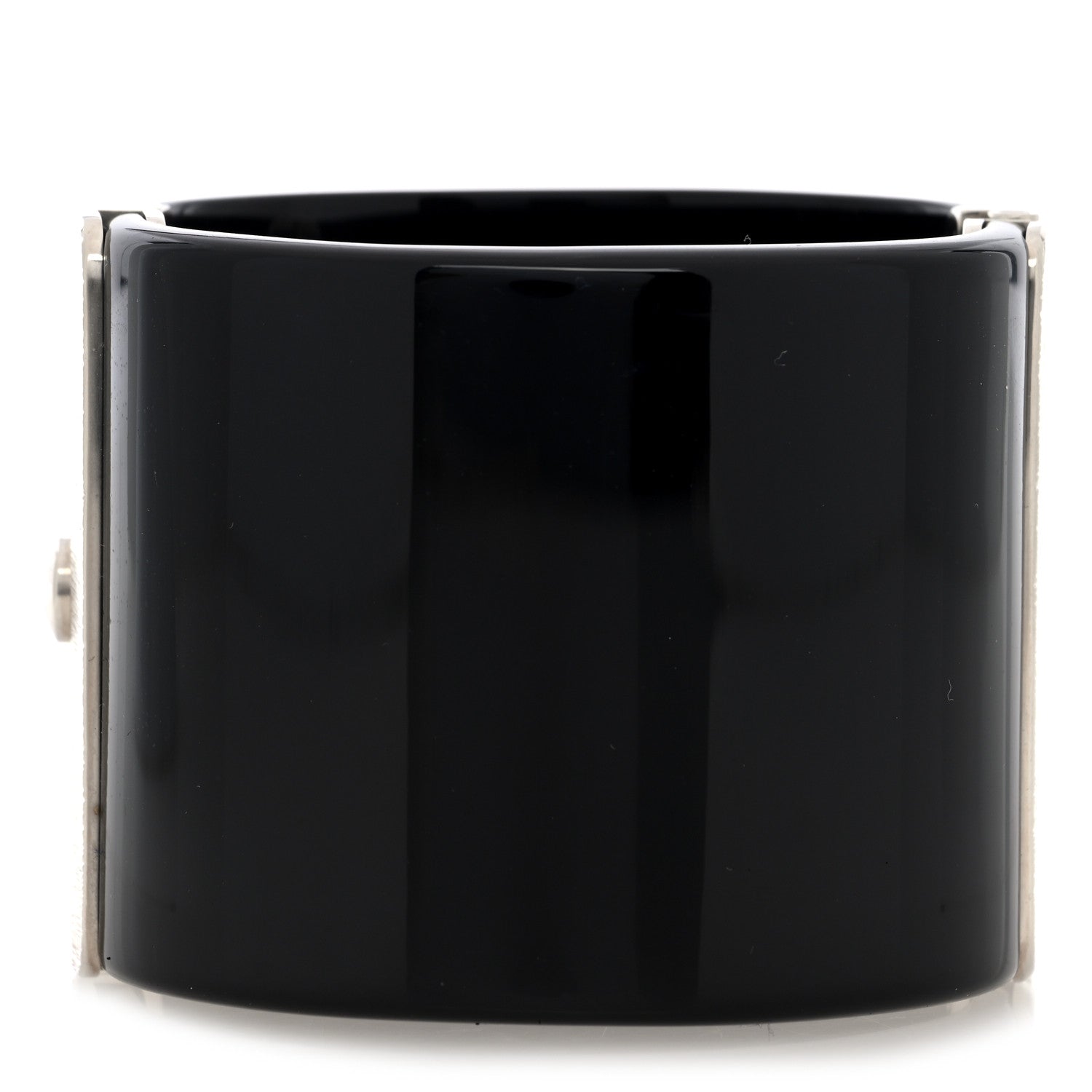 Chanel Resin Baguette Crystal Dubai CC Cuff Bracelet Black Silver 3 of 5