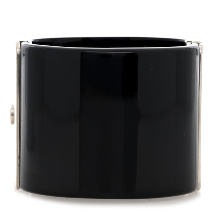Chanel Resin Baguette Crystal Dubai CC Cuff Bracelet Black Silver 3 of 5