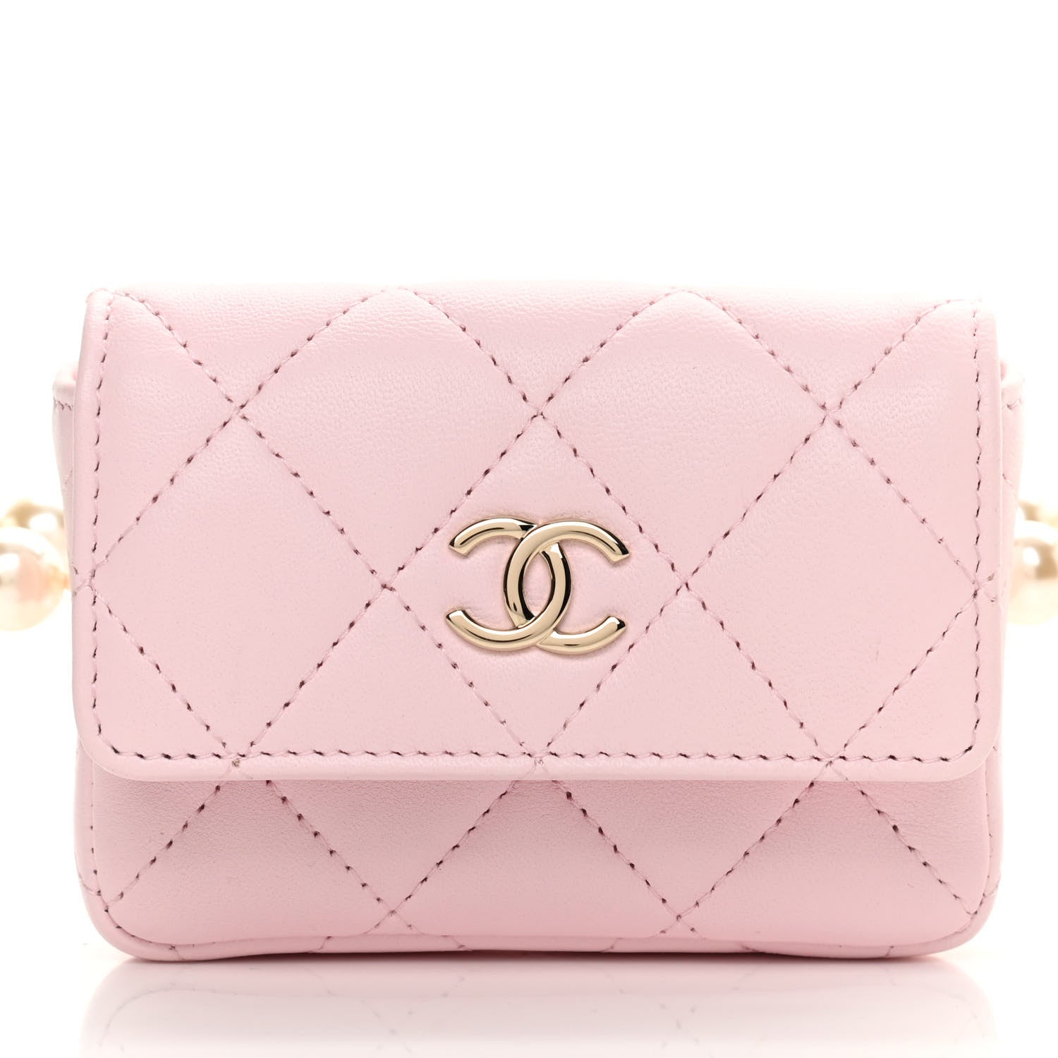 Chanel Lambskin Quilted Pearl Chain Belt Bag Light Pink 9 of 13
