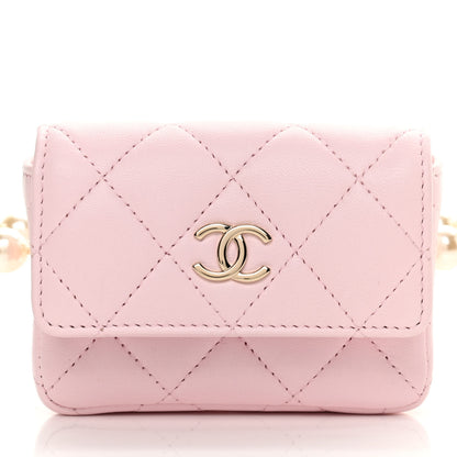 Chanel Lambskin Quilted Pearl Chain Belt Bag Light Pink 9 of 13