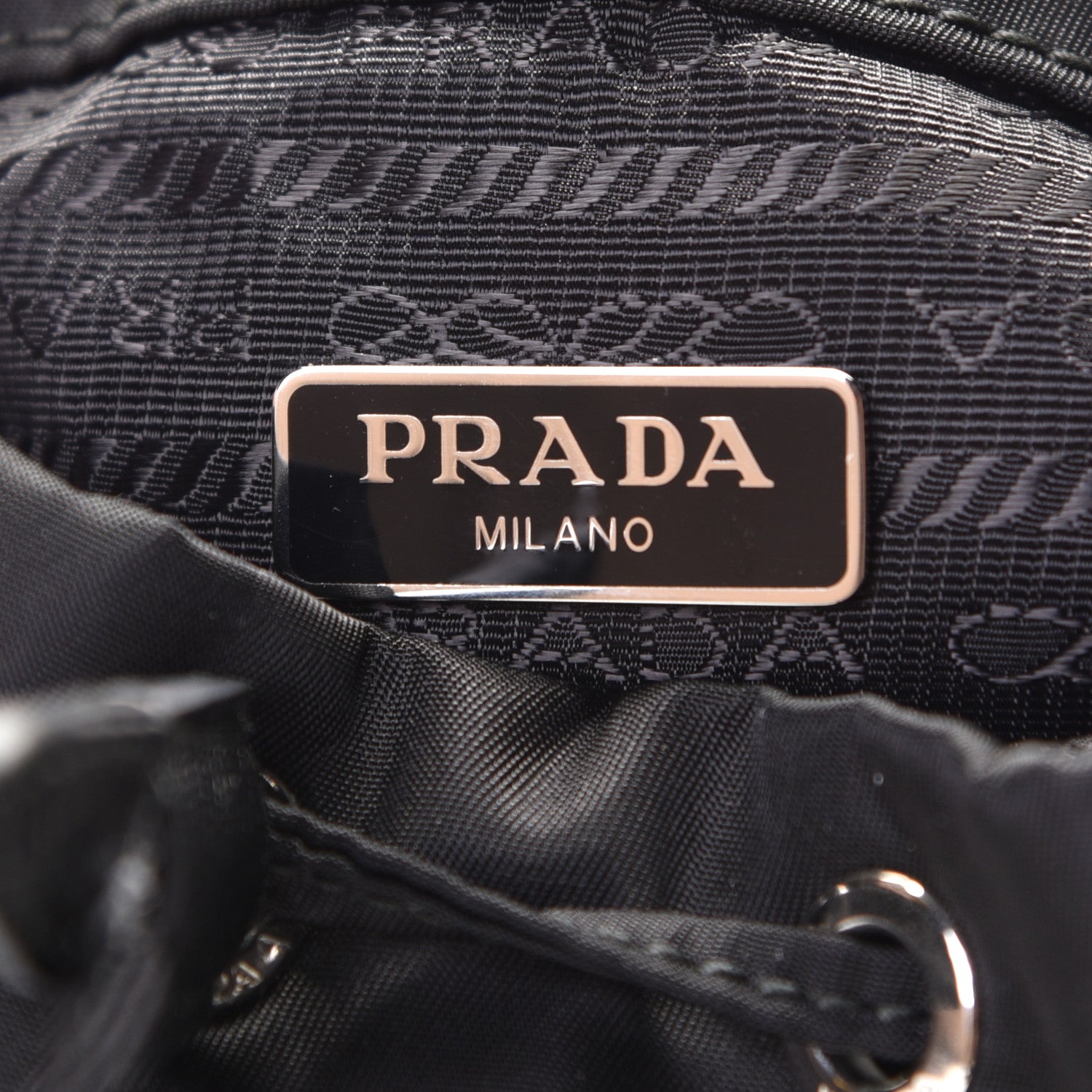 Prada Saffiano Tessuto Nylon Vela Bucket Wristlet Black 5 of 5