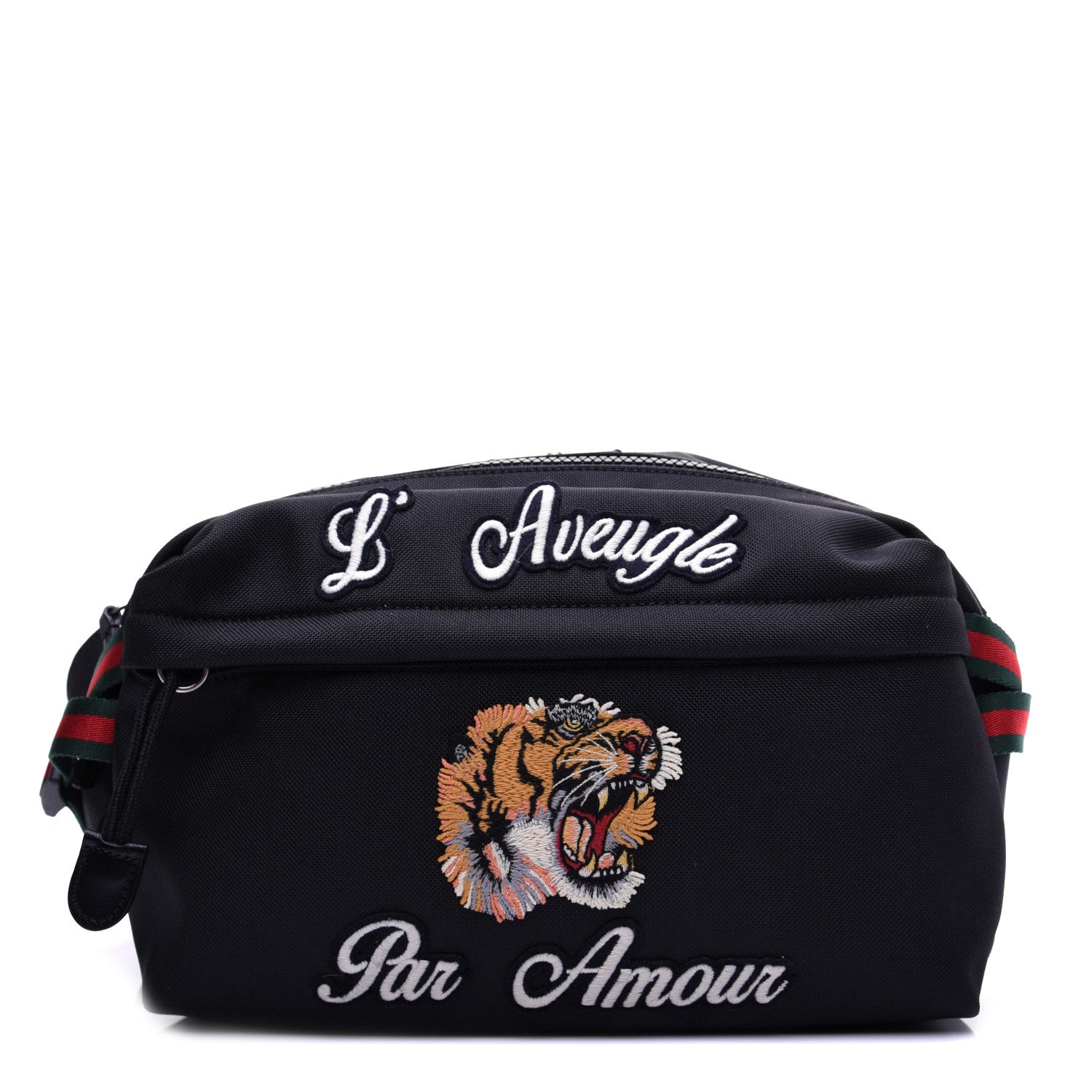 Gucci Techno Canvas Web L'Aveugle Par Amour Embroidered Belt Bag Black 1 of 11