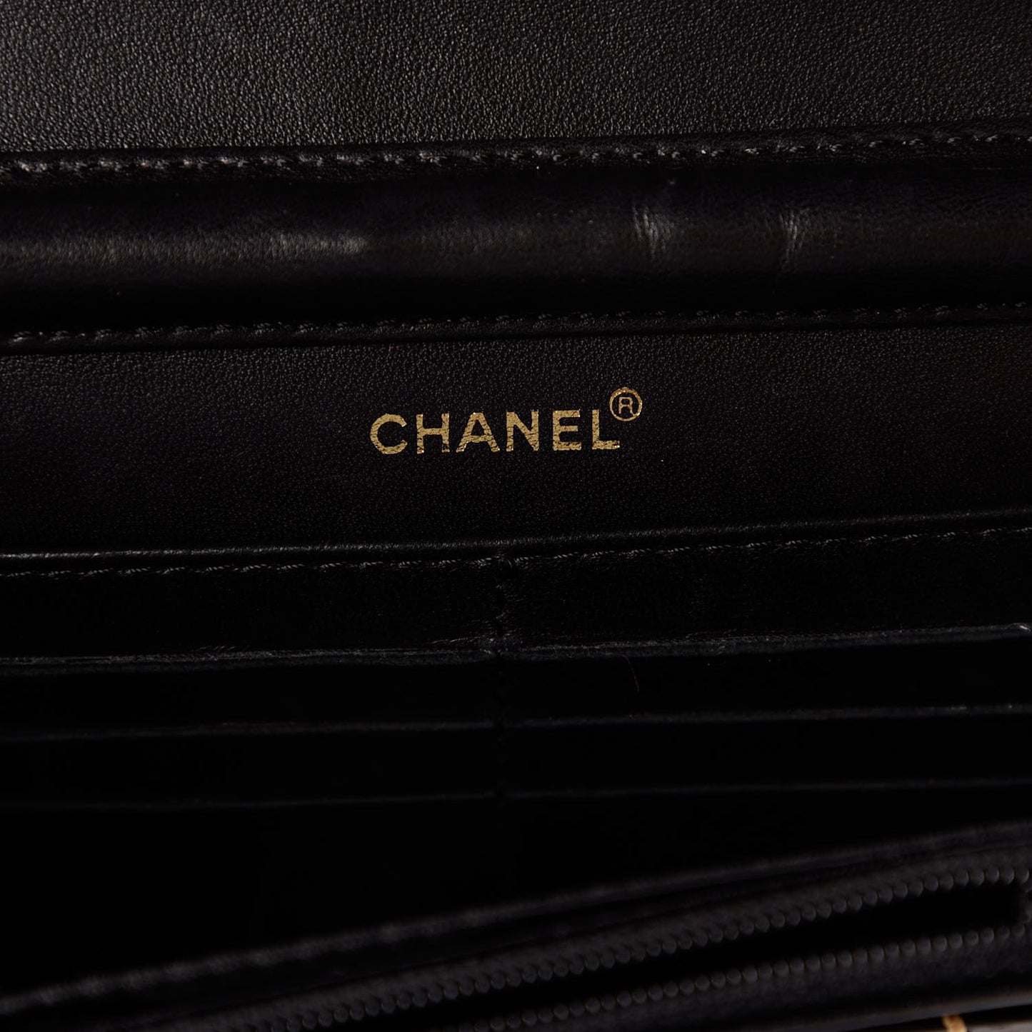 Calfskin Stitched Square Quilted Wallet On Chain WOC Black