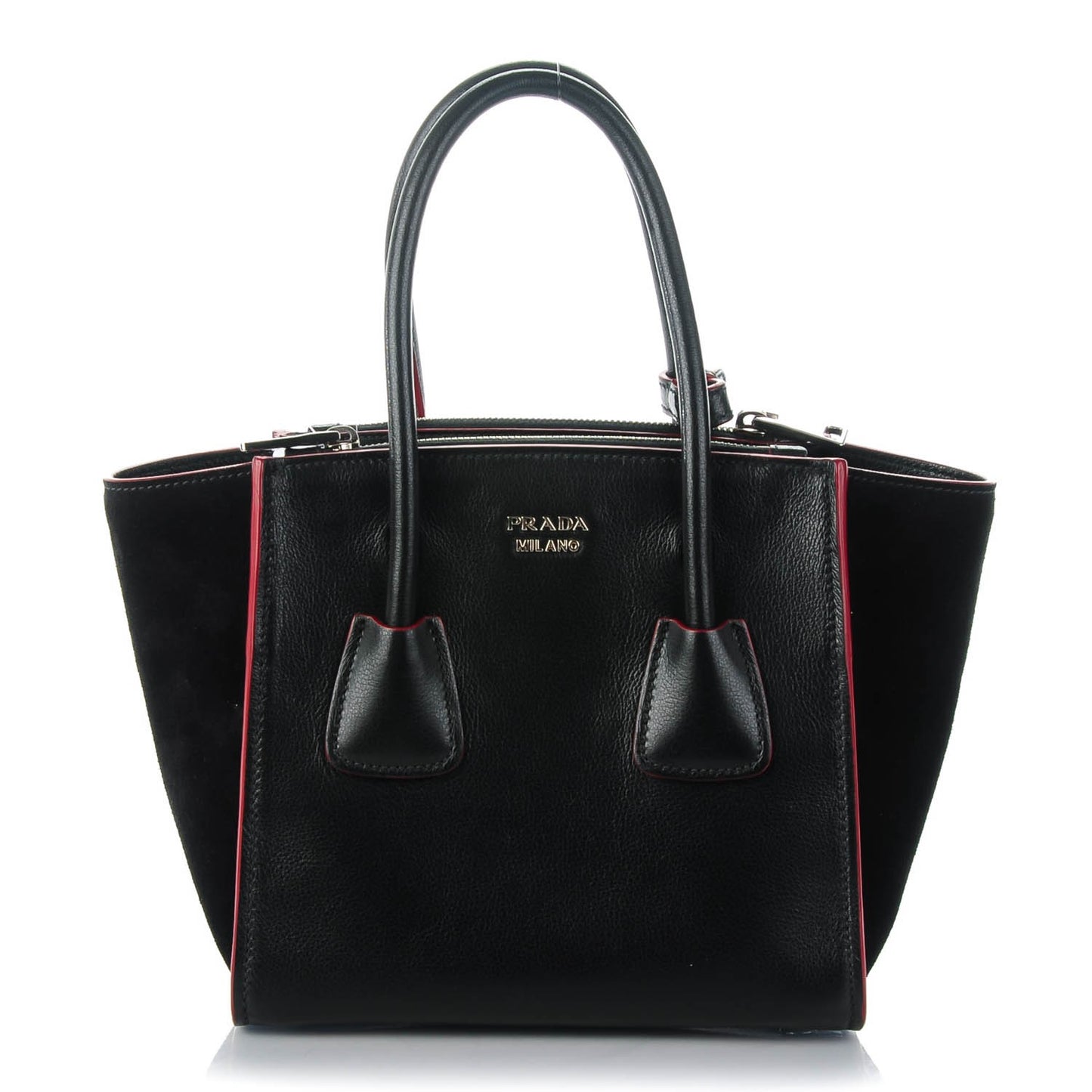 Glace Calf Suede Mini Twin Pocket Tote Nero Black