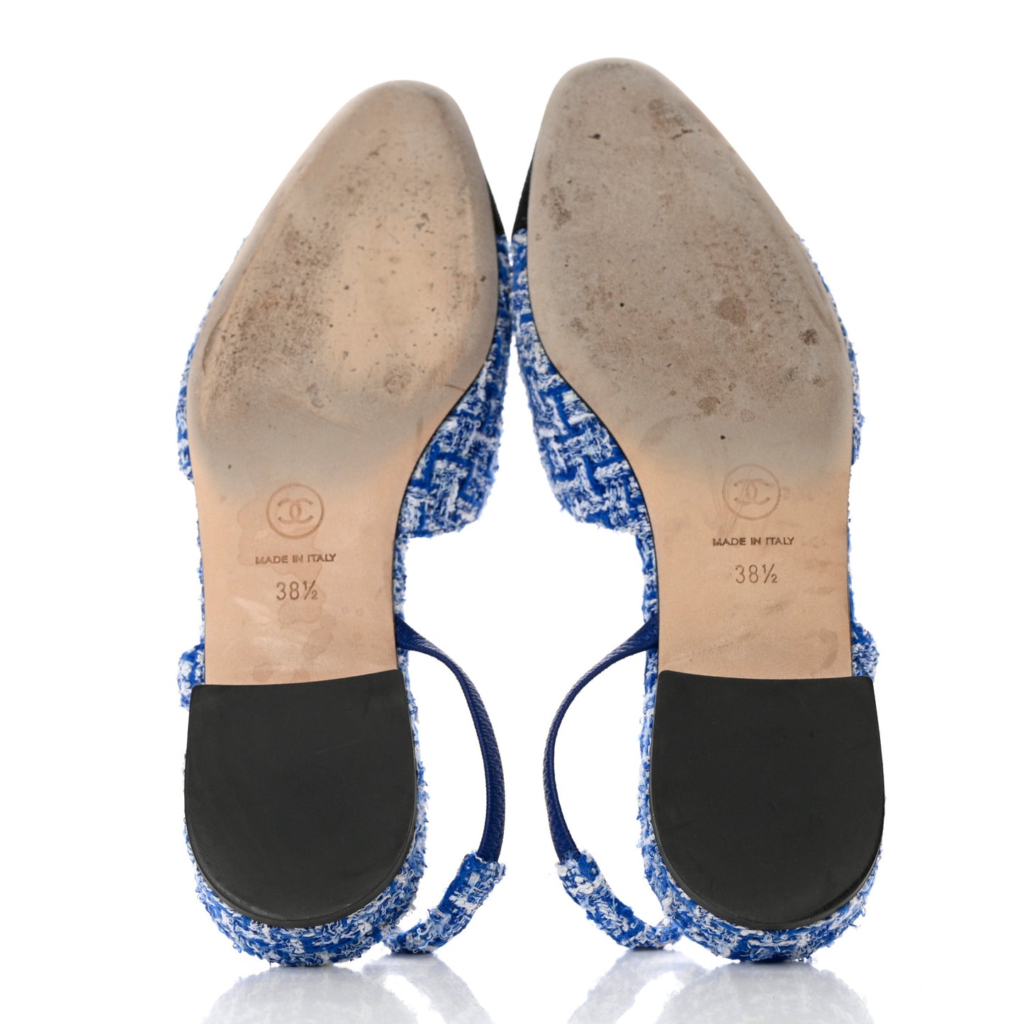 Tweed Cap Toe CC Slingback Flat 38.5 Blue Black