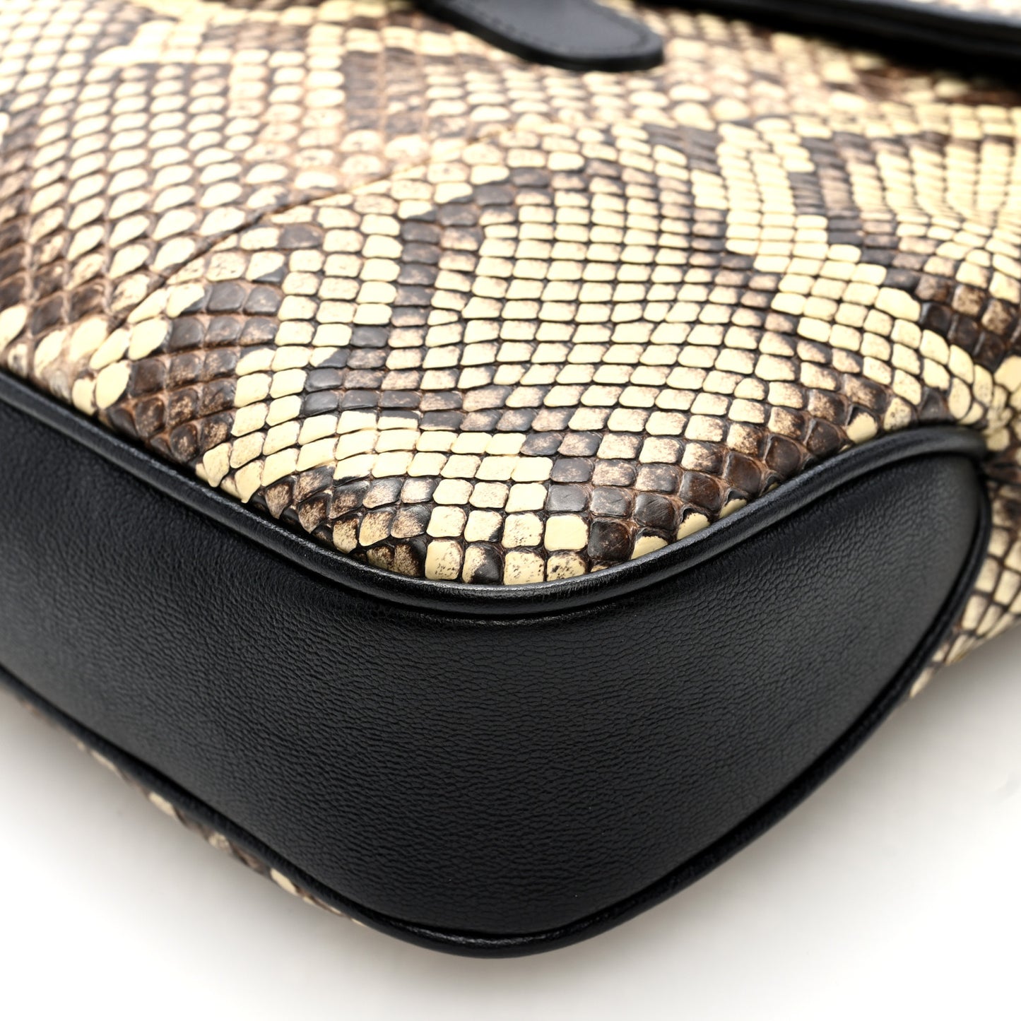 New Sakai Snakeskin Lux Medium Dahlia Messenger Shoulder Bag Beige Black