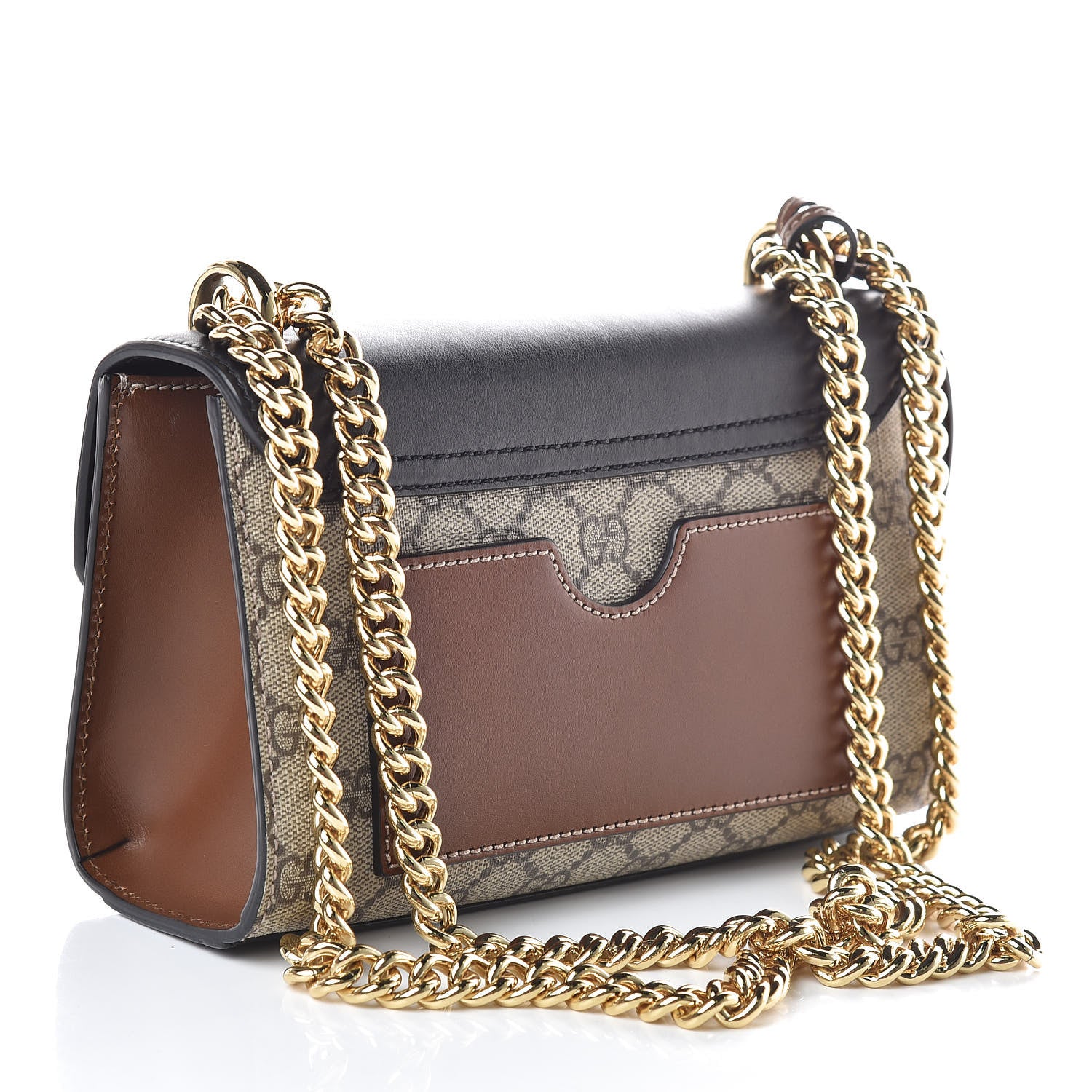 Gucci GG Supreme Monogram Calfskin Small Padlock Shoulder Bag Beige Black Cuir 3 of 10