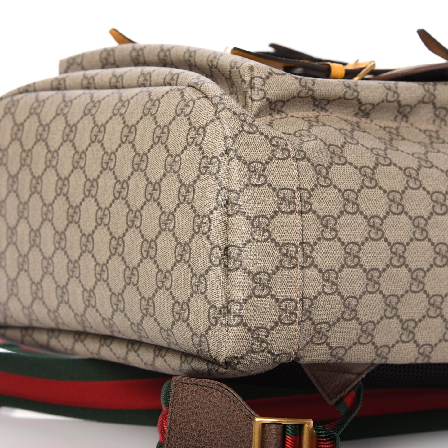 Soft GG Supreme Monogram Neo Vintage Double Buckle Backpack Beige New Acero Crop