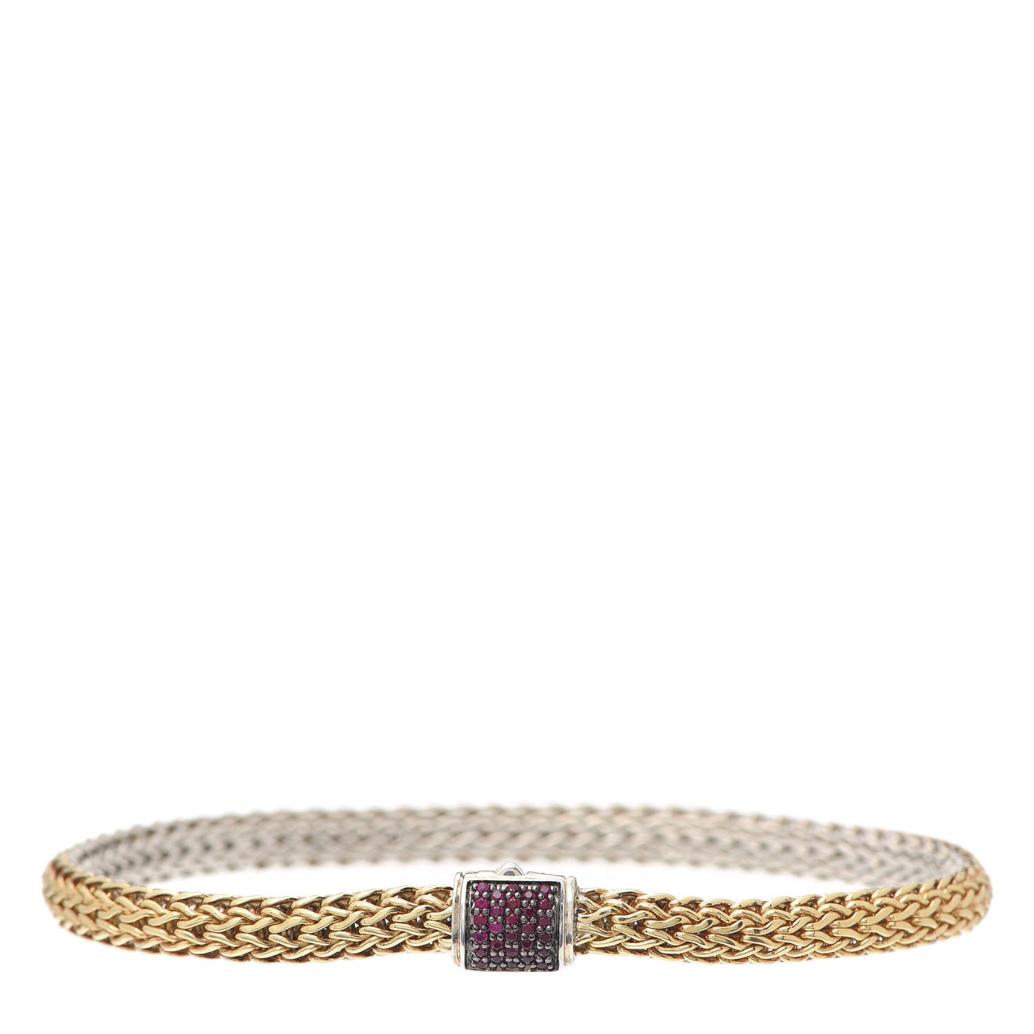 John Hardy Sterling Silver 18K Yellow Gold Ruby 5mm Classic Chain Reversible Bracelet 1 of 4