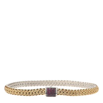 John Hardy Sterling Silver 18K Yellow Gold Ruby 5mm Classic Chain Reversible Bracelet 1 of 4