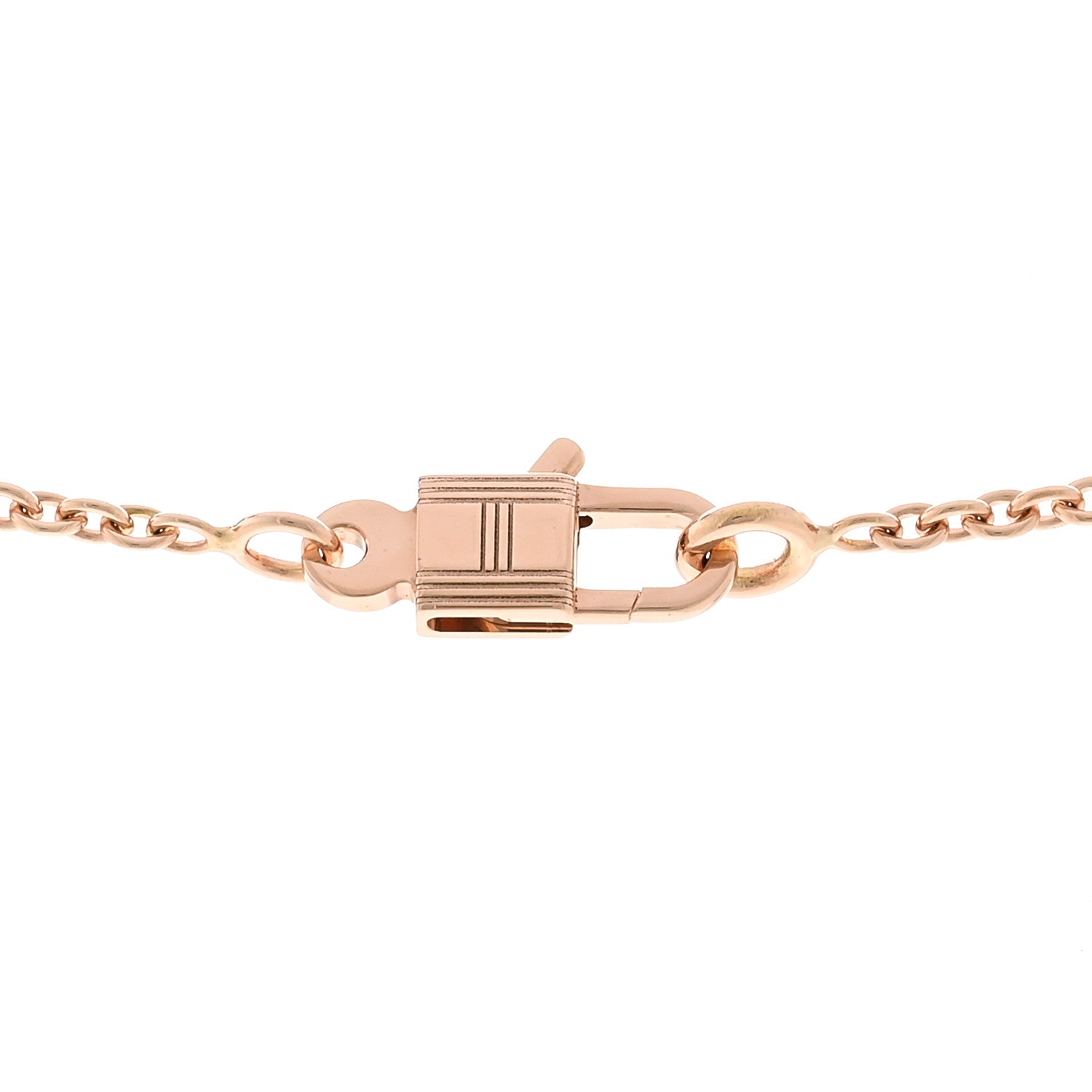 Hermes 18K Rose Gold Diamond Amulettes Cadenas Pendant Necklace 4 of 6