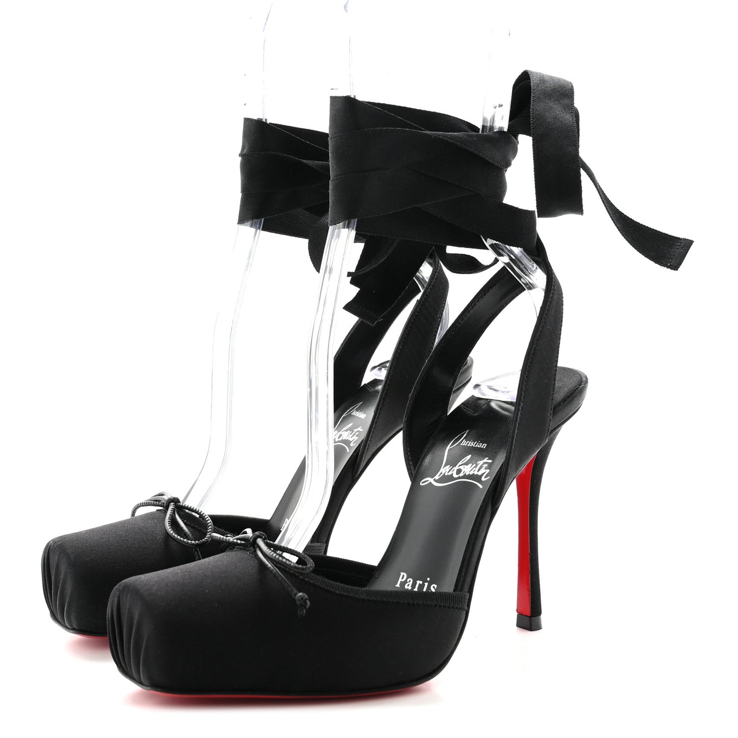 Crepe Satin Cassia Lace Up 100 Pumps 35.5 Black
