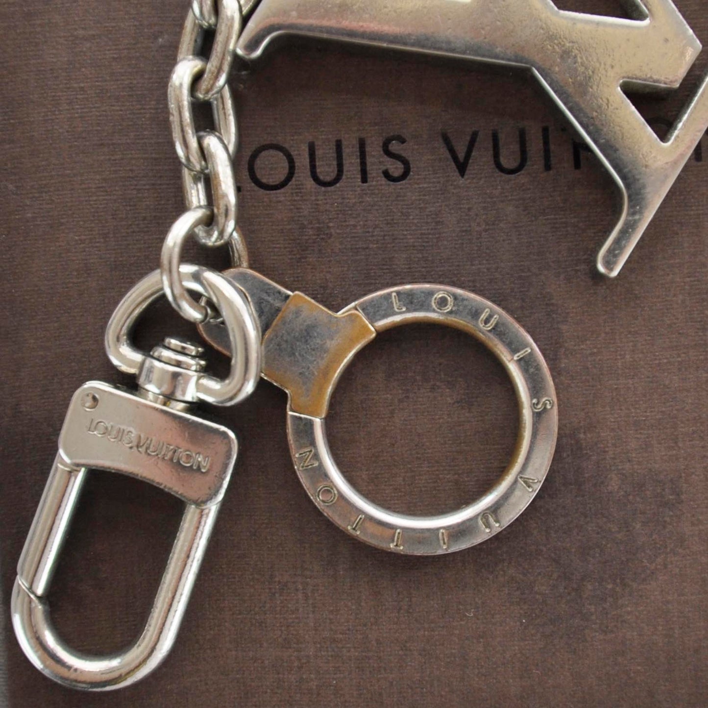 LV Initials Key Holder Silver