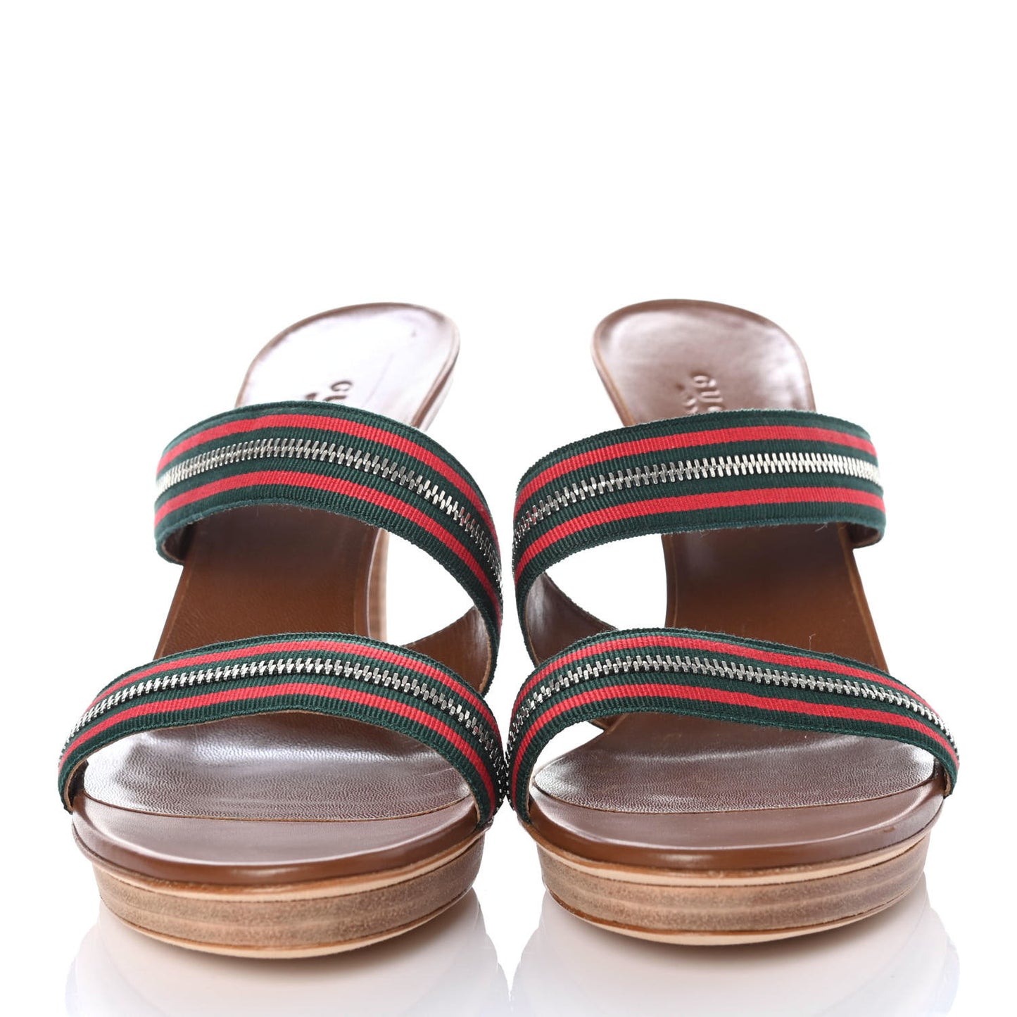 Calfskin Web Zip Sandals 39 Cuir